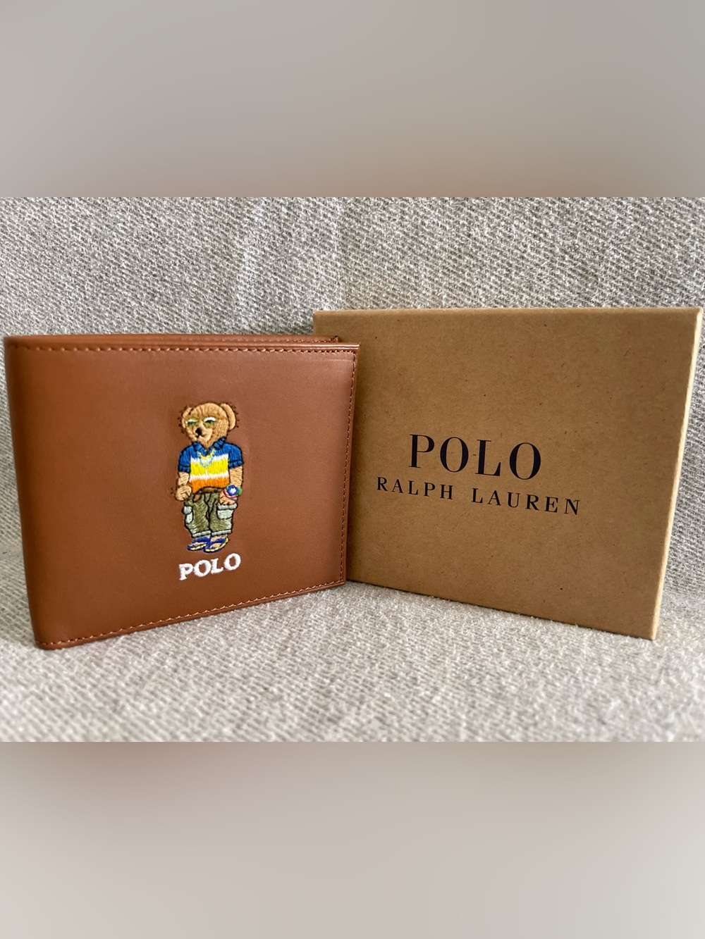 Polo Ralph Lauren Polo Bear Billfold Wallet Leather Brown Men’s BRAND NEW